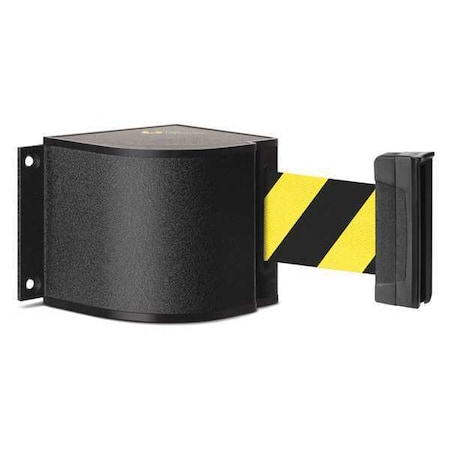 Retractable Belt Barrier, Black, 18 ft Length, No Legend, Wrinkle MPN:50-3015WB/18/SF