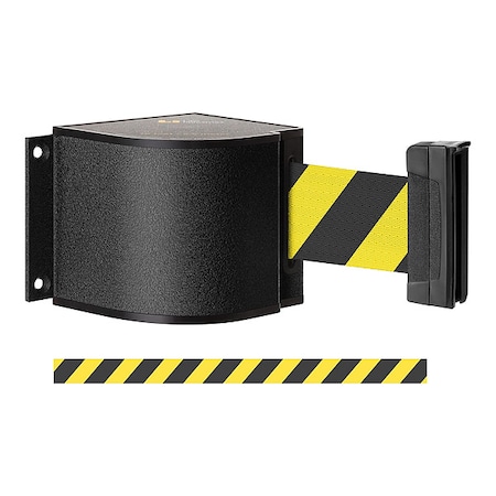 Retractable Belt Barrier, Black, 24 ft Length, Wrinkle MPN:50-3015WB/24/SF