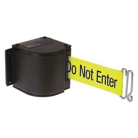 Warehouse Quick Mount Retractable Belt Barrier, Black, 18 ft Length, Caution Do Not Enter, Wrinkle MPN:50-3016M/WB/18/FY/S6
