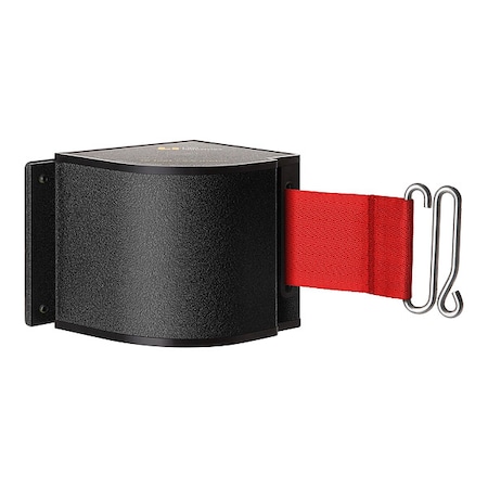 Warehouse Quick Mount Retractable Belt Barrier, Black, 18 ft Length, No Legend, Wrinkle MPN:50-3016M/WB/18/RD