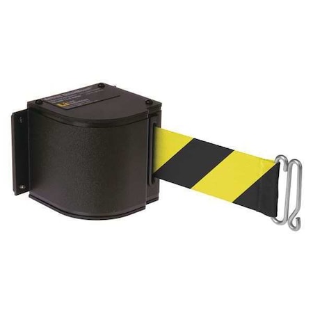 Warehouse Quick Mount Retractable Belt Barrier, Black, 18 ft Length, No Legend, Wrinkle MPN:50-3016M/WB/18/SF