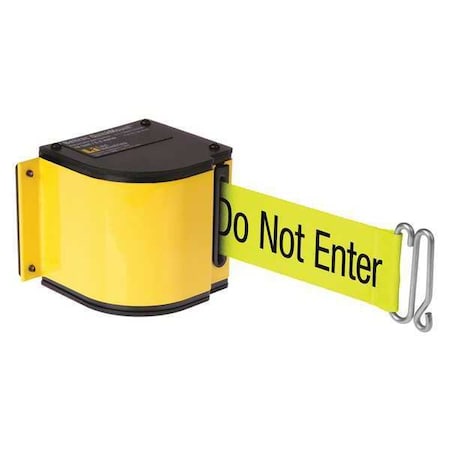 Warehouse Quick Mount Retractable Belt Barrier, Yellow, 18 ft Length, Caution Do Not Enter MPN:50-3016M/YL/18/FY/S6