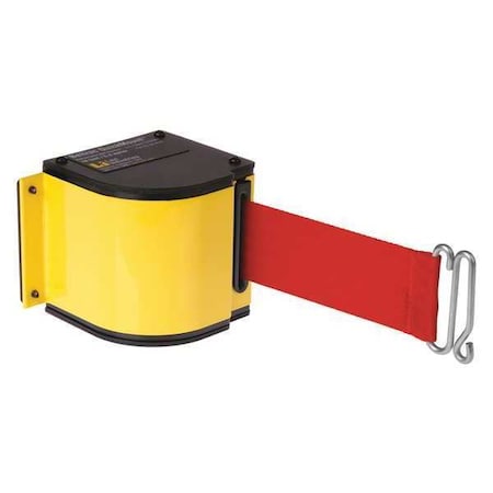 Warehouse Quick Mount Retractable Belt Barrier, Yellow, 18 ft Length, No Legend, Powder Coated MPN:50-3016M/YL/18/RD