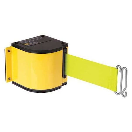 Warehouse Adjustable Quick Mount Retractable Belt Barrier, Yellow, 18 ft Length, No Legend MPN:50-3016U/YL/18/FY