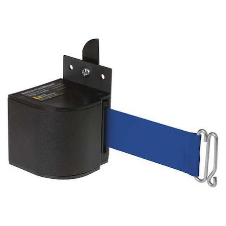 Warehouse Fixed Mount Retractable Belt Barrier, Black, 18 ft Length, No Legend, Wrinkle MPN:50-3017WB/18/BL