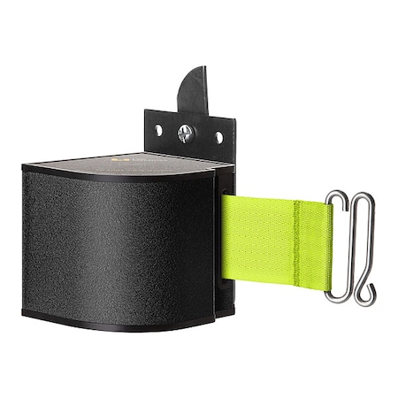Warehouse Fixed Mount Retractable Belt Barrier, Black, 18 ft Length, No Legend, Wrinkle MPN:50-3017WB/18/FY