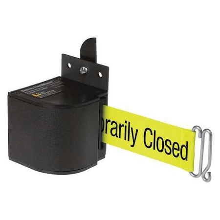 Warehouse Fixed Mount Retractable Belt Barrier, Black, 18 ft Length, Wrinkle MPN:50-3017WB/18/FY/F7