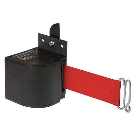 Warehouse Fixed Mount Retractable Belt Barrier, Black, 18 ft Length, No Legend, Wrinkle MPN:50-3017WB/18/RD