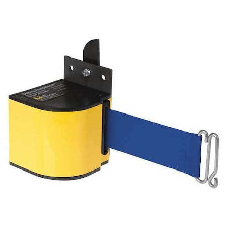 Warehouse Fixed Mount Retractable Belt Barrier, Yellow, 18 ft Length, No Legend, Powder Coated MPN:50-3017YL/18/BL
