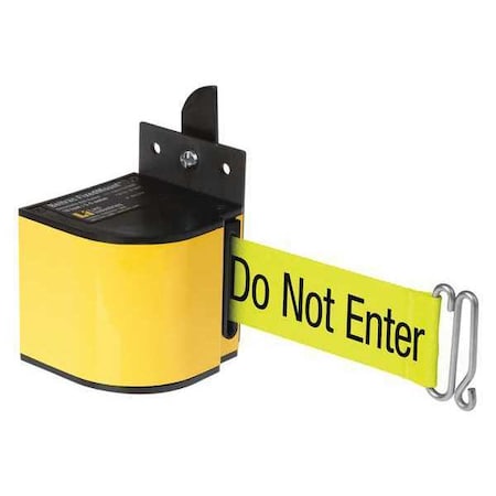 Warehouse Fixed Mount Retractable Belt Barrier, Yellow, 18 ft Length, Caution Do Not Enter MPN:50-3017YL/18/FY/S6