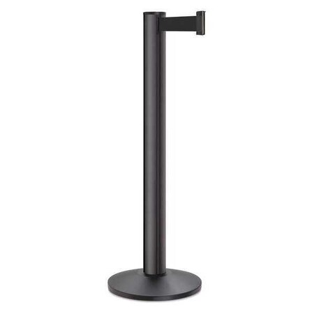 Barrier Post with Belt, Black, 15 ft Length, 40 in Post Height, No Legend, Powder Coated MPN:50-3100A/WB/BK