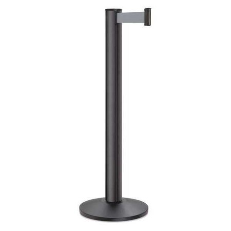 Barrier Post with Belt, Black, 15 ft Length, 40 in Post Height, No Legend, Powder Coated MPN:50-3100A/WB/GY