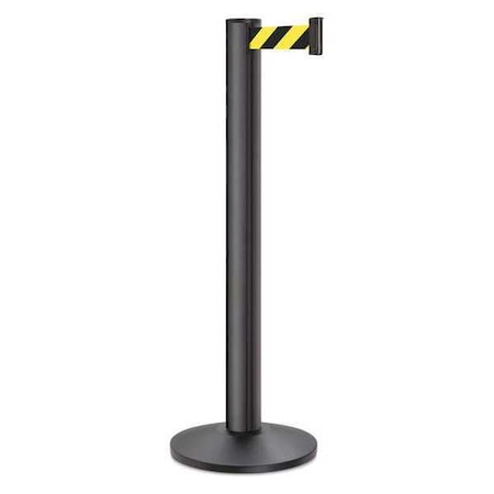 Barrier Post with Belt, Black, 15 ft Length, 40 in Post Height, No Legend, Powder Coated MPN:50-3100A/WB/SF