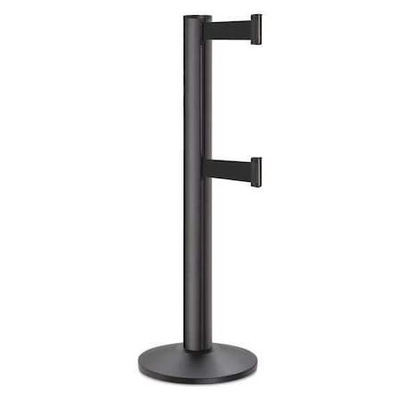 Barrier Post with Belt, Black, 15 ft Length, 40 in Post Height, No Legend, Powder Coated MPN:50-3100DL/WB/BK