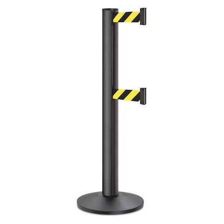 Barrier Post with Belt, Black, 15 ft Length, 40 in Post Height, No Legend, Powder Coated MPN:50-3100DL/WB/SF