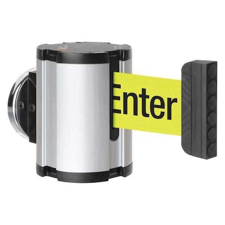 Retractable Belt Barrier, Silver, 15 ft Length, Caution Do Not Enter, Satin Aluminum MPN:50-41300MG/SA/FY/F6