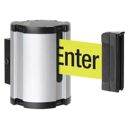 Retractable Belt Barrier, Silver, 15 ft Length, Caution Do Not Enter, Satin Aluminum MPN:50-41300SA/FY/S6
