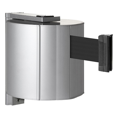 Retractable Belt Barrier, Silver, 65 ft Length, Satin Aluminum MPN:50-5550/SA/BK
