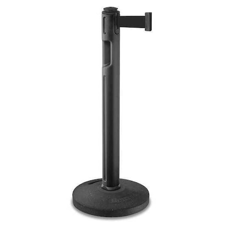 Barrier Post with Belt, Black, 12 ft Length, 38 1/4 in Post Height, No Legend, Textured MPN:80-5000R/BK/BK
