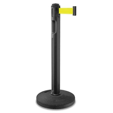 Barrier Post with Belt, Black, 12 ft Length, 38 1/4 in Post Height, No Legend, Textured MPN:80-5000R/BK/FY