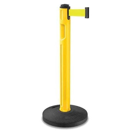 Barrier Post with Belt, Yellow, 12 ft Length, 38 1/4 in Post Height, No Legend, Textured MPN:80-5000R/YL/FY