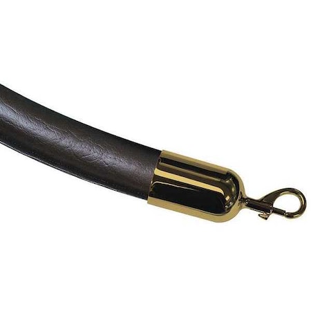 Barrier Rope, Blk, Polished Brass Snap End MPN:ROPE-NAUG-33-06/0-2-SNAP-2P