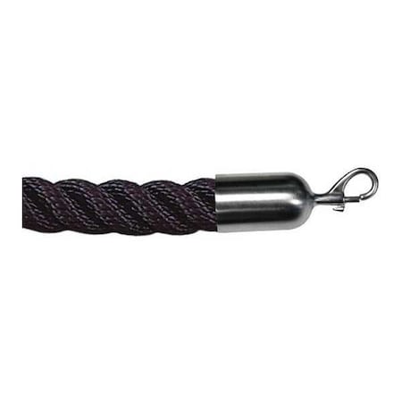 Barrier Rope, Nylon, Black, 8 ft. L MPN:ROPE-TWST-33-08/0-2-SNAP-1S