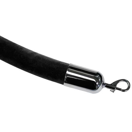 Black Velour Rope, 1-1/2 In x 6 ft, Black MPN:ROPE-VELR-33-06/0-2-SNAP-1P