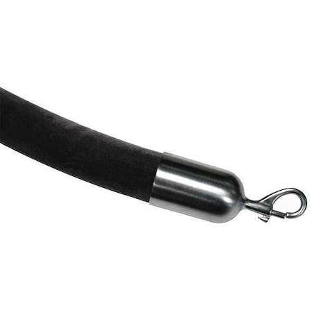 Barrier Rope, Velour, Black, 6 ft. L MPN:ROPE-VELR-33-06/0-2-SNAP-1S