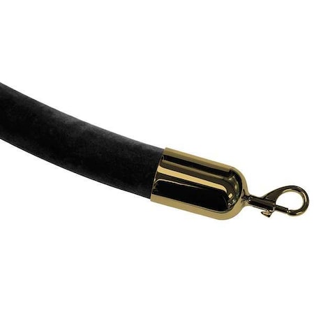 Black Velour Rope, 6 ft, Black MPN:ROPE-VELR-33-06/0-2-SNAP-2P