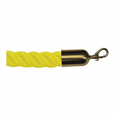 Barrier Rope Yllw 8 ft L Brass Snap End MPN:ROPE-TWST-35-08/0-2-SNAP-2S