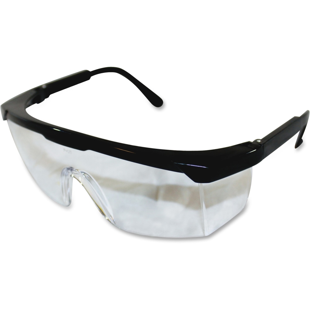 ProGuard Classic 801 Single Lens Safety Eyewear - Adjustable, Adjustable Nose-piece, Adjustable Temple, Scratch Resistant, High Visibility, Comfortable - Ultraviolet Protection - Polycarbonate Lens - Black, Clear - 12 / Box (Min Order Qty 3) MPN:7334B