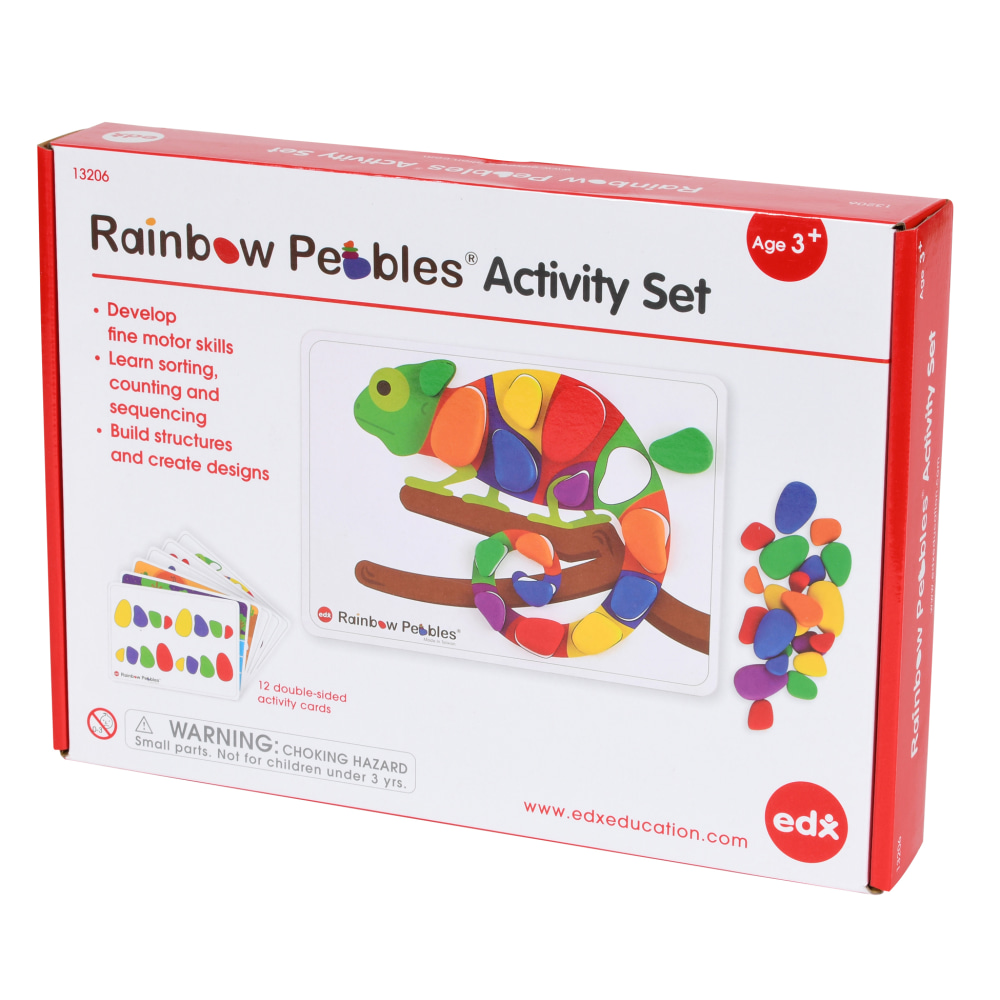 Edx Education Rainbow Pebbles 60-Piece Activity Set, Assorted Colors MPN:CTU13206