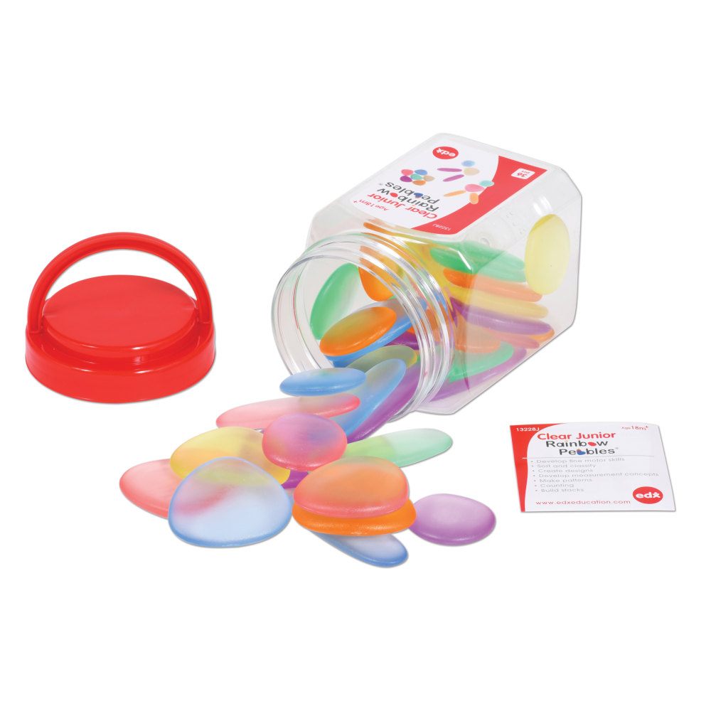 Edx Education Junior Rainbow Pebbles, Transparent, Set Of 36 Pebbles MPN:CTU13228