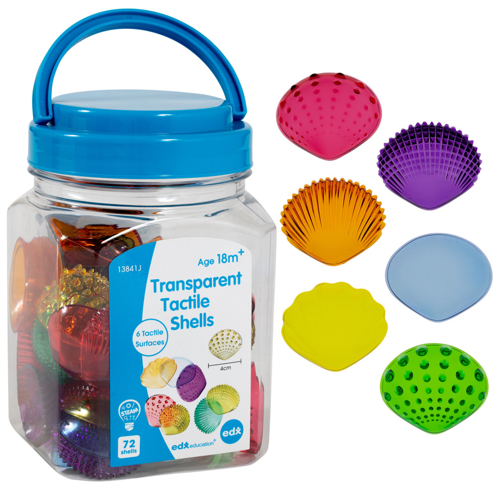 Edx Education Transparent Tactile Shells, Assorted Colors, Set Of 72 Shells MPN:CTU13841