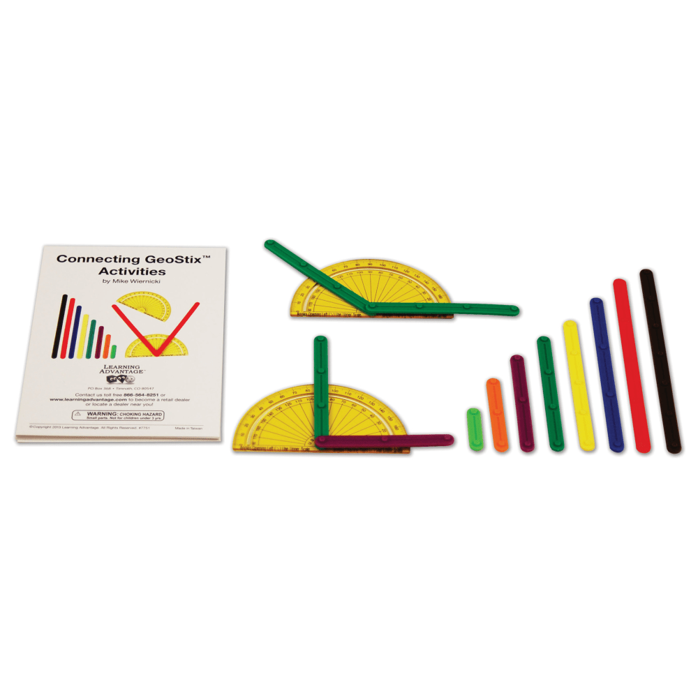 Learning Advantage GeoStix Basic Set, 80 Construction Sticks, 24 Activity Cards, 2 Protractors MPN:CTU7751