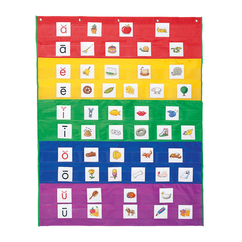 Learning Resources Rainbow Pocket Chart, 33 1/2in x 42in, Multicolor, Grade 1 - Grade 3 MPN:LER2197