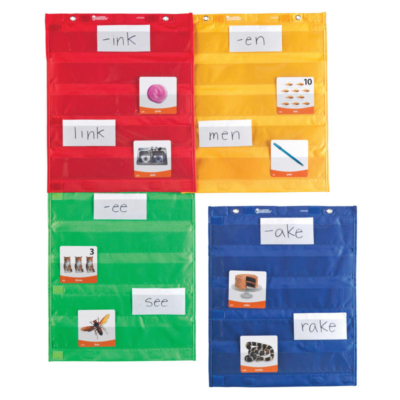 Learning Resources Magnetic Pocket Chart Squares, 17in x 14in, Multicolor, Pre-K - Grade 5, Pack Of 4 MPN:LER2384