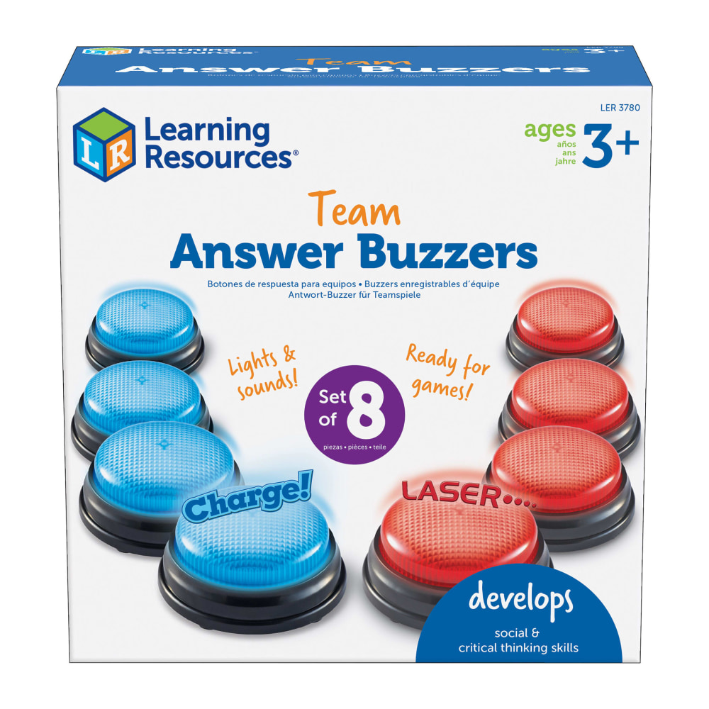 Learning Resources Team Answer Buzzers, Blue/Red, Pack Of 8 Buzzers MPN:LER3780