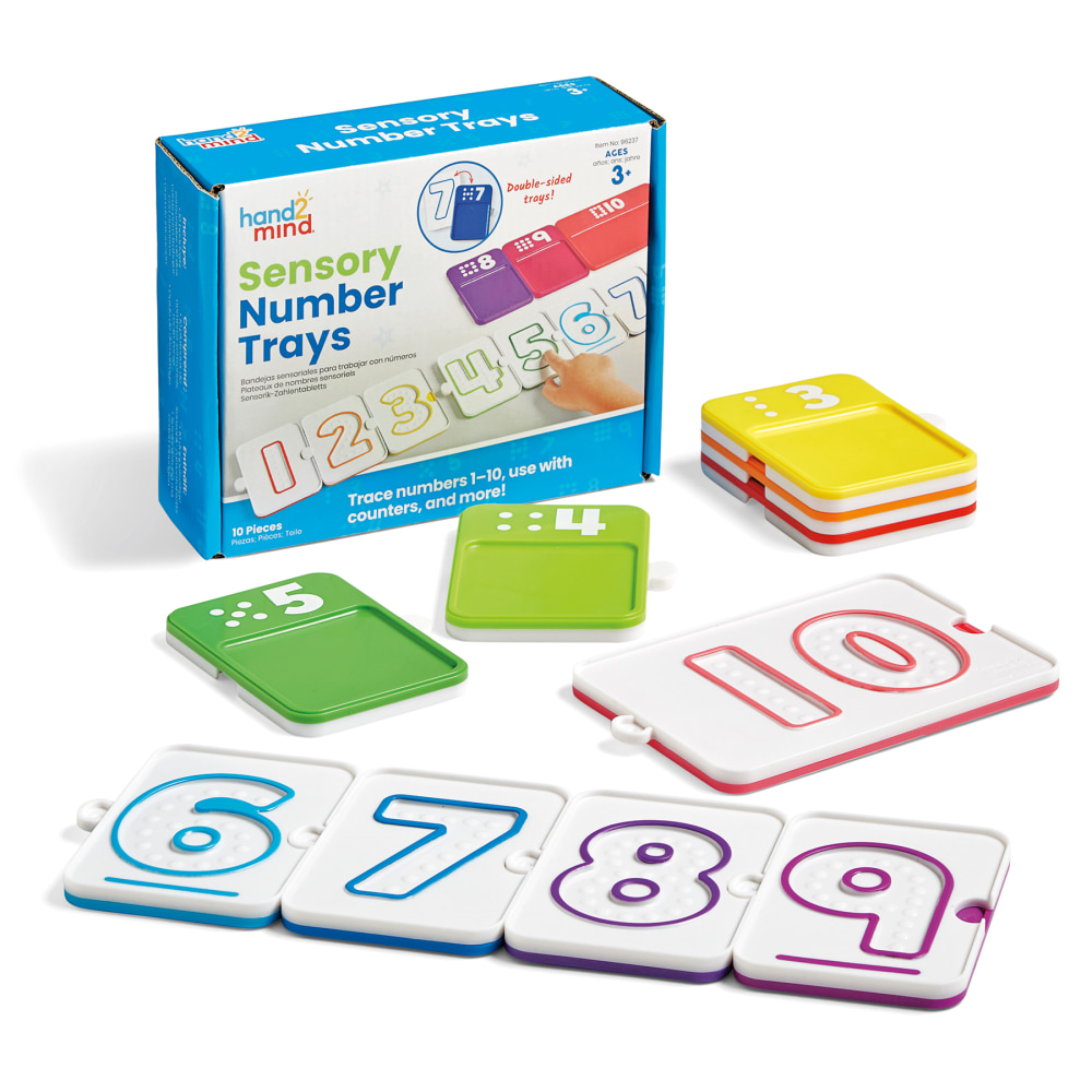 Hand2Mind Sensory Number Trays Set, Assorted Colors, Grades Pre-K To 2 MPN:HTM96237