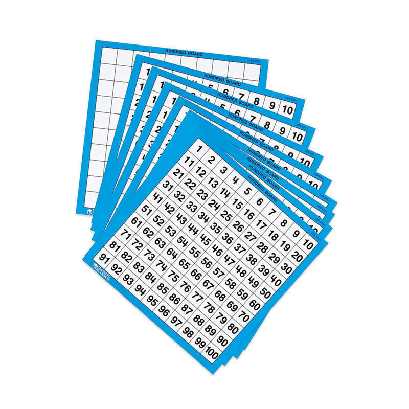 Learning Resources Laminated Hundred Boards, Ages 5-12, Pack Of 10 MPN:LER0375