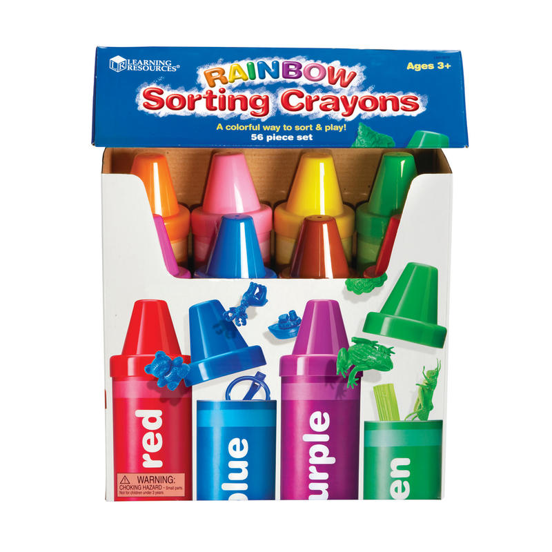 Learning Resources Rainbow Sorting Crayons, 9 1/2in x 2 1/2in, Assorted Colors, Pre-K - Grade 2, Pack Of 8 MPN:LER3070