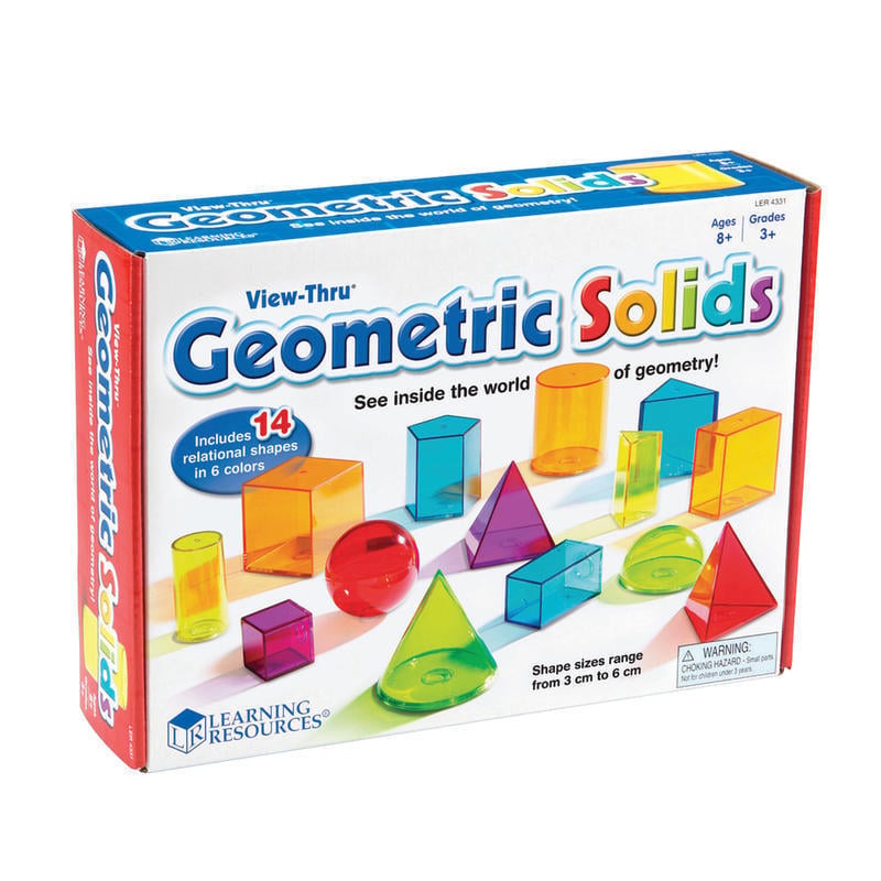 Learning Resources View-Thru Geometric Solids Set, Assorted Colors, Grades 3 - College MPN:LER4331