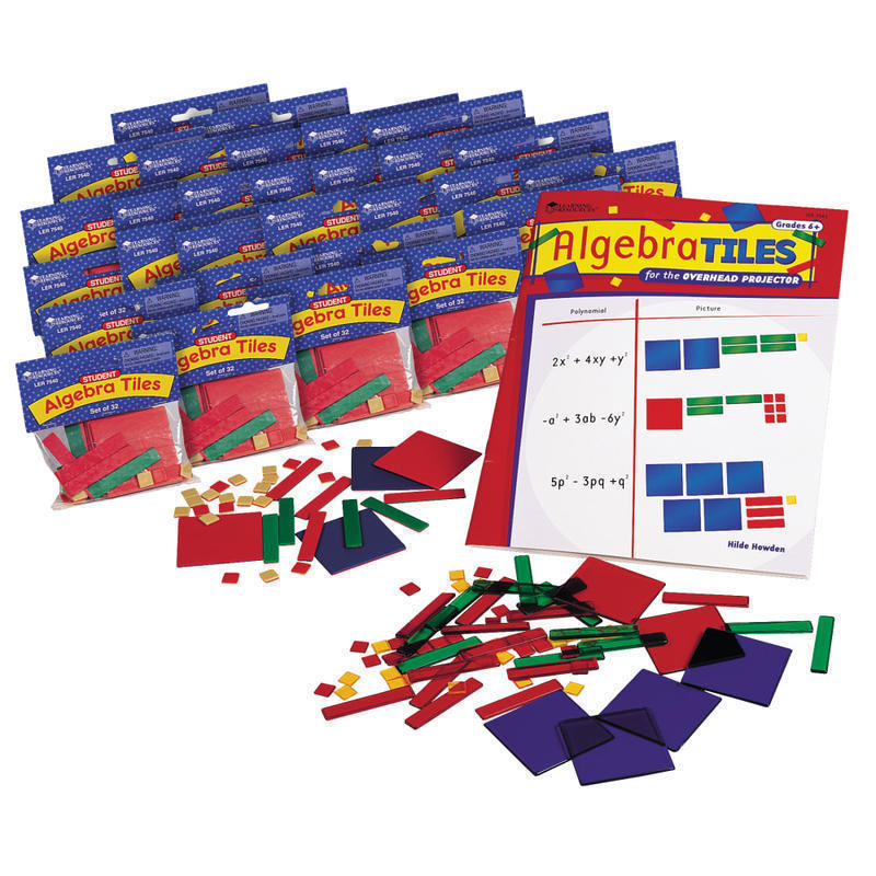 Learning Resources Algebra Tiles Classroom Sets, Grades 6 - 12, Pack Of 30 MPN:LER7547
