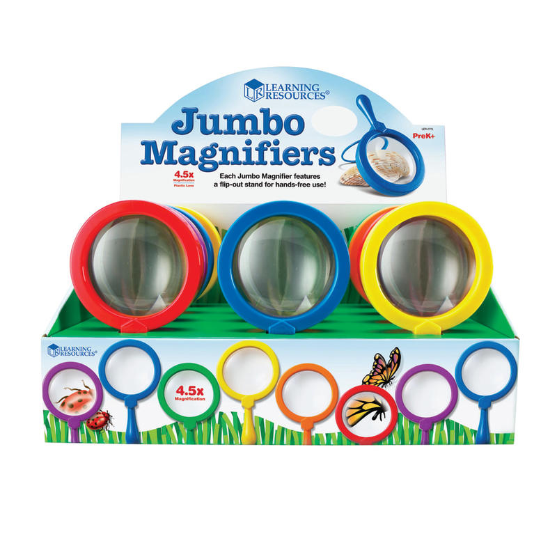 Learning Resources Jumbo Magnifiers, 4.5x, Assorted Colors, Pack Of 12 MPN:LER2775