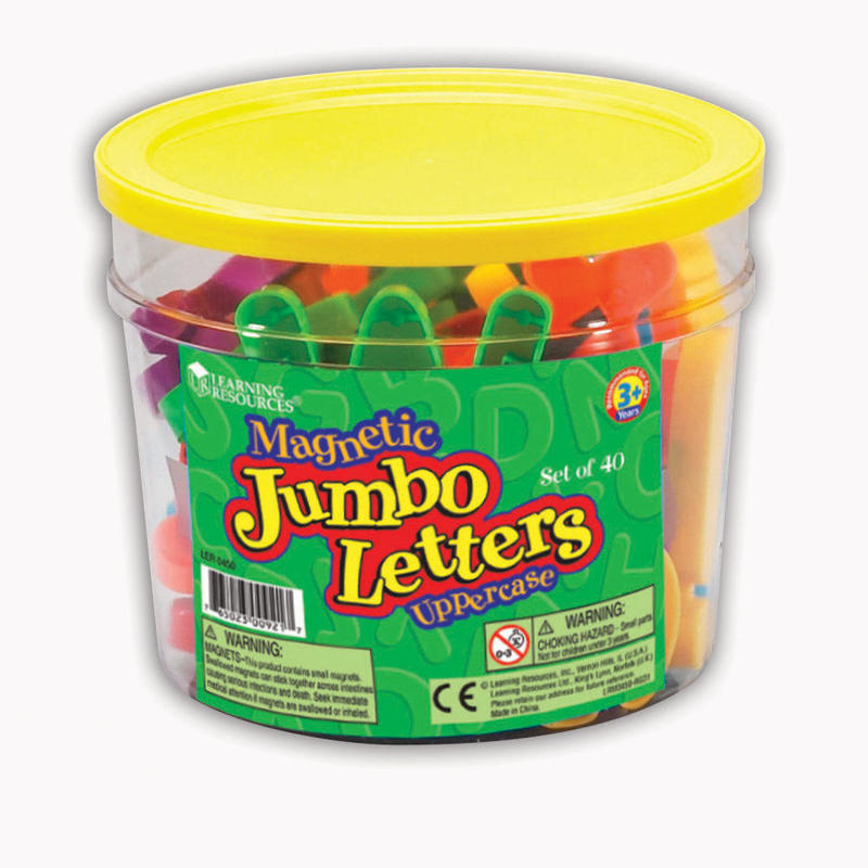Learning Resources Jumbo Magnetic Uppercase Letters, 2 1/2in, Multicolor, Pack Of 40 MPN:LER0450