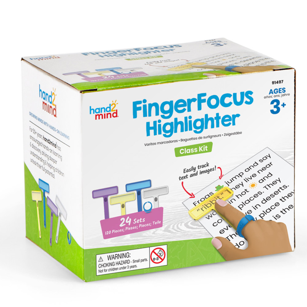 Hand2Mind FingerFocus Highlighter Classroom Kit, Multicolor, Kit Of 24 Sets MPN:HTM91497