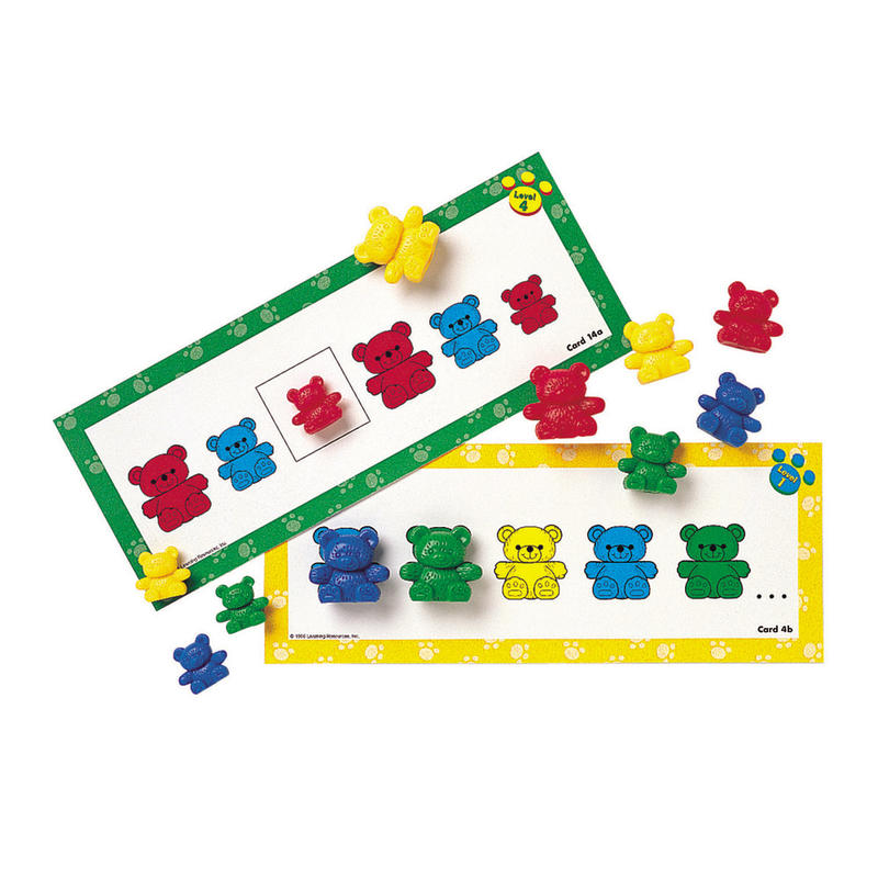 Learning Resources Three Bear Family Pattern Cards, 11 1/2inH x 5 15/16inW x 7/16inD, Multicolor, Pre-K - Grade 3, Pack Of 16 MPN:LER0753