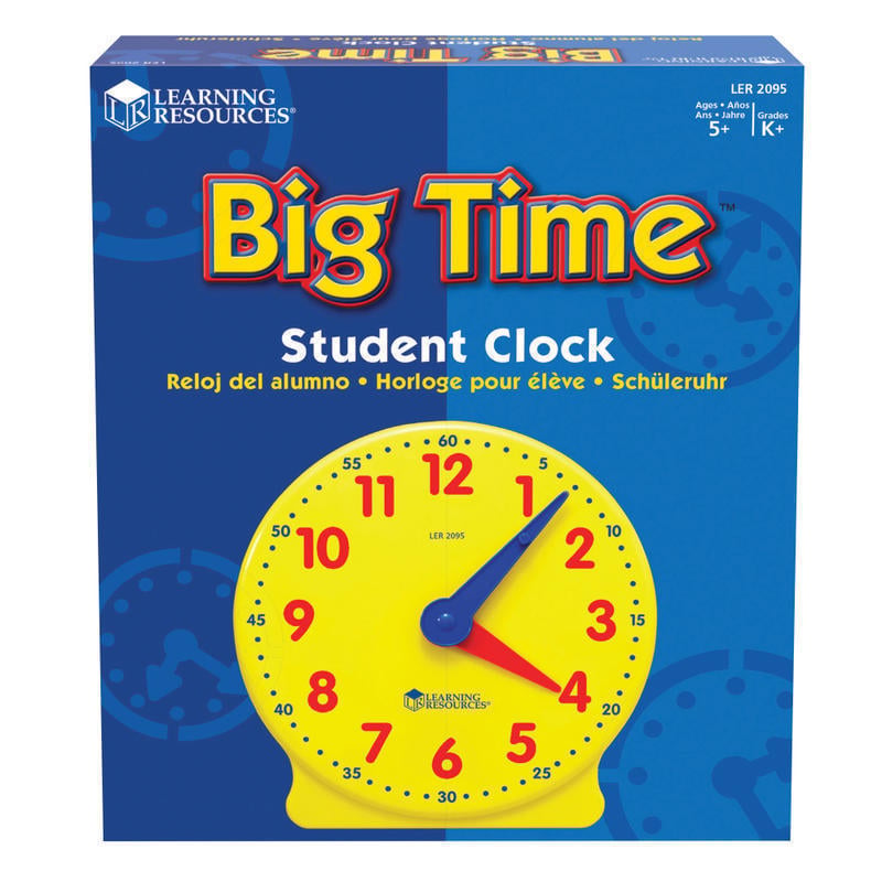 Learning Resources Big Time 12-Hour Student Learning Clock, 5in x 5in, Grades Pre-K - 8 MPN:LER2095