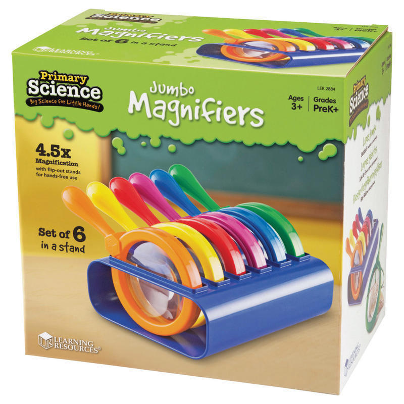Learning Resources Primary Science Jumbo Magnifiers, 4 1/2in, Grades Pre-K - 4, Pack Of 6 MPN:LER2884